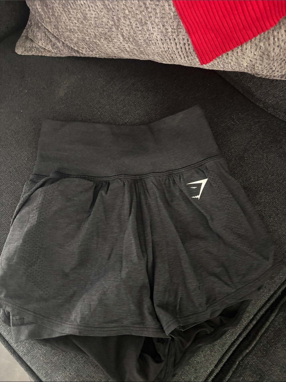 Gymshark Black High-Rise Layered Athletic Shorts